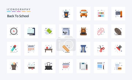 Illustration for 25 Back To School Flat color icon pack - Royalty Free Image