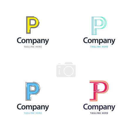 Téléchargez les illustrations : Lettre P Big Logo Pack Design. Conception de logos créatifs modernes pour votre entreprise - en licence libre de droit