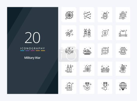 Illustration for 20 Military War Outline icon for presentation - Royalty Free Image