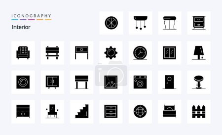 Illustration for 25 Interior Solid Glyph icon pack - Royalty Free Image
