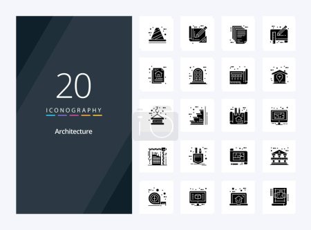 Téléchargez les illustrations : 20 Architecture Icône Glyphe solide pour la présentation - en licence libre de droit