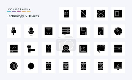 Ilustración de Paquete de iconos de glifo sólido de 25 dispositivos - Imagen libre de derechos
