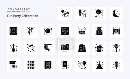 Téléchargez les illustrations : Pack d'icônes 25 Party Solid Glyph - en licence libre de droit