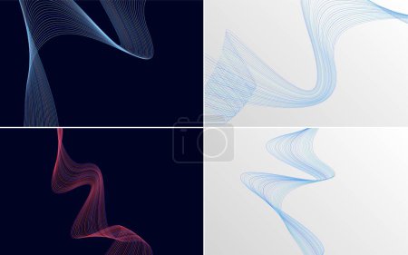 Illustration for Set of 4 vector backgrounds featuring geometric wave patterns - Royalty Free Image