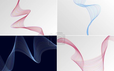 Illustration for Add a professional touch to your project with this pack of 4 vector line backgrounds. - Royalty Free Image