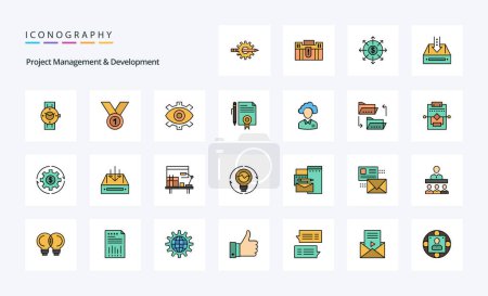 Ilustración de 25 Gestión de proyectos y desarrollo de línea llena icono de estilo pack - Imagen libre de derechos