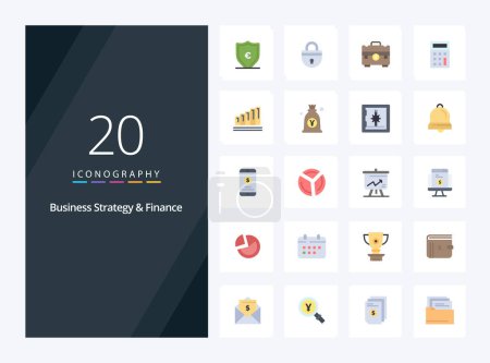 Ilustración de 20 Estrategia de negocios y finanzas icono de color plano para la presentación - Imagen libre de derechos