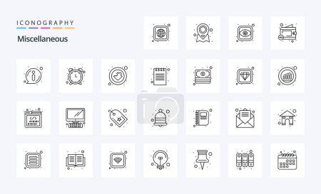 Illustration for 25 Miscellaneous Line icon pack - Royalty Free Image