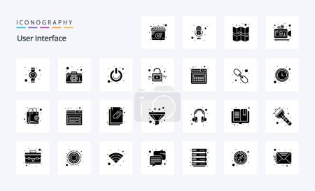 Ilustración de 25 Interfaz de usuario Paquete de iconos de glifo sólido - Imagen libre de derechos
