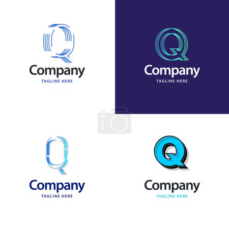 Téléchargez les illustrations : Lettre Q Big Logo Pack Design. Conception de logos créatifs modernes pour votre entreprise - en licence libre de droit