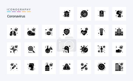 Ilustración de 25 Paquete de iconos de glifos sólidos de Coronavirus - Imagen libre de derechos