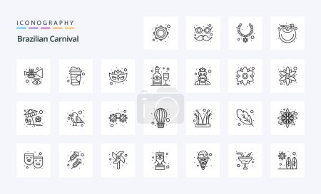 Illustration for 25 Brazilian Carnival Line icon pack - Royalty Free Image