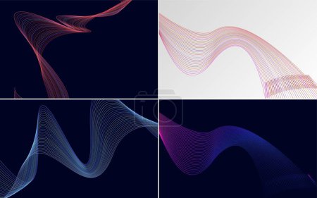 Illustration for Set of 4 waving line backgrounds for a contemporary design - Royalty Free Image