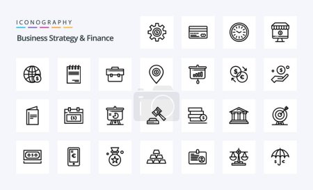 Ilustración de 25 Estrategia de negocios y línea de finanzas icono pack - Imagen libre de derechos