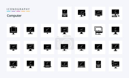 Illustration for 25 Computer Solid Glyph icon pack - Royalty Free Image
