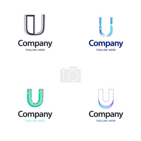 Téléchargez les illustrations : Lettre U Big Logo Pack Design. Conception de logos créatifs modernes pour votre entreprise - en licence libre de droit