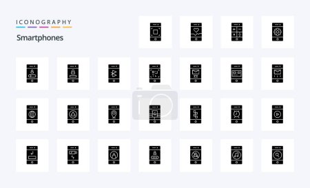 Illustration for 25 Smartphones Solid Glyph icon pack - Royalty Free Image