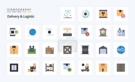 Illustration for 25 Delivery And Logistic Flat color icon pack - Royalty Free Image
