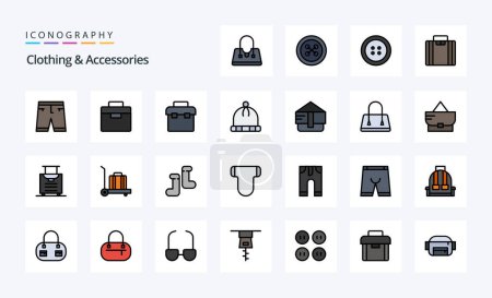 Illustration for 25 Clothing  Accessories Line Filled Style icon pack - Royalty Free Image