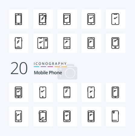 Illustration for 20 Mobile Phone Line icon Pack like  android - Royalty Free Image