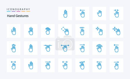 Ilustración de 25 Gestos de mano Paquete icono azul - Imagen libre de derechos