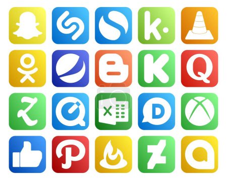 Ilustración de 20 Paquete de iconos de redes sociales que incluye xbox. Excelente. pepsi. tiempo rápido. la cuestión - Imagen libre de derechos