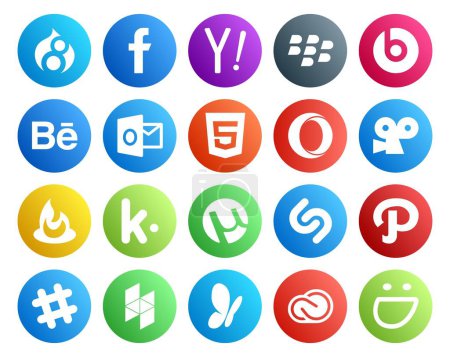 Ilustración de 20 Paquete de iconos de redes sociales Incluyendo chat. camino. html. shazam. Kik. - Imagen libre de derechos