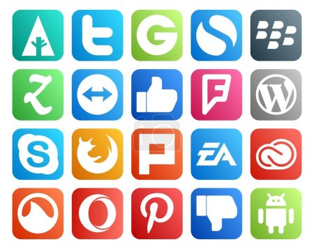 Illustration for 20 Social Media Icon Pack Including electronics arts. browser. like. firefox. skype - Royalty Free Image