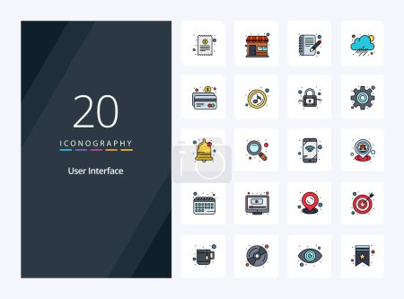 Illustration for 20 User Interface line Filled icon for presentation - Royalty Free Image