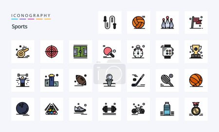 Ilustración de 25 Deportes de línea llena icono de estilo pack - Imagen libre de derechos