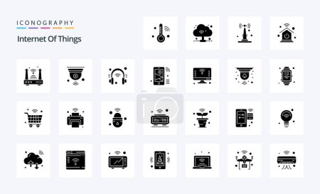 Illustration for 25 Internet Of Things Solid Glyph icon pack - Royalty Free Image