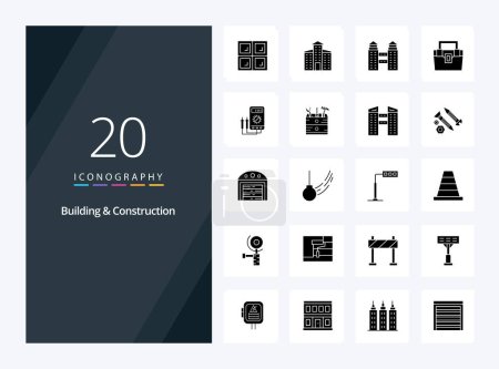 Illustration for 20 Building And Construction Solid Glyph icon for presentation - Royalty Free Image