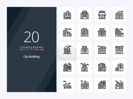Ilustración de 20 City Building Icono del esquema para la presentación - Imagen libre de derechos