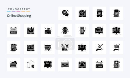Ilustración de 25 Compras en línea Paquete de iconos de glifo sólido - Imagen libre de derechos