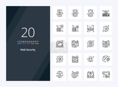 Illustration for 20 Web Security Outline icon for presentation - Royalty Free Image
