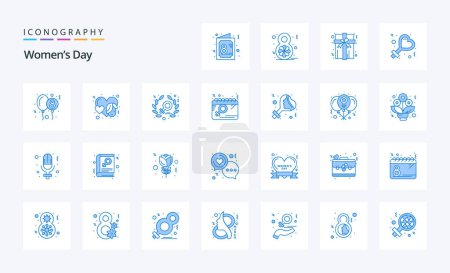 Illustration for 25 Womens Day Blue icon pack - Royalty Free Image