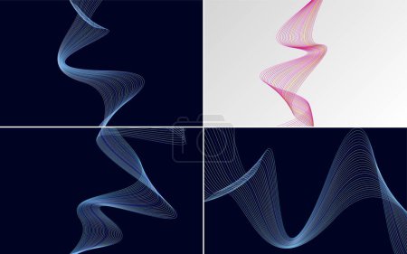 Illustration for Add a unique touch to your designs with a set of 4 abstract waving lines - Royalty Free Image