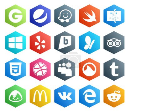 Illustration for 20 Social Media Icon Pack Including mcdonalds. tumblr. msn. grooveshark. dribbble - Royalty Free Image