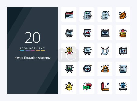Illustration for 20 Academy line Filled icon for presentation - Royalty Free Image