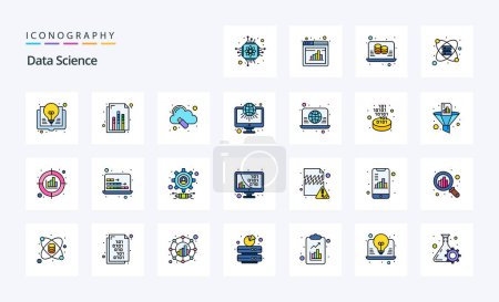 Illustration for 25 Data Science Line Filled Style icon pack - Royalty Free Image