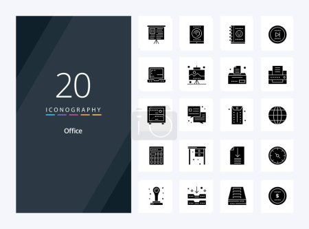 Téléchargez les illustrations : 20 icône Glyphe solide de bureau pour la présentation - en licence libre de droit