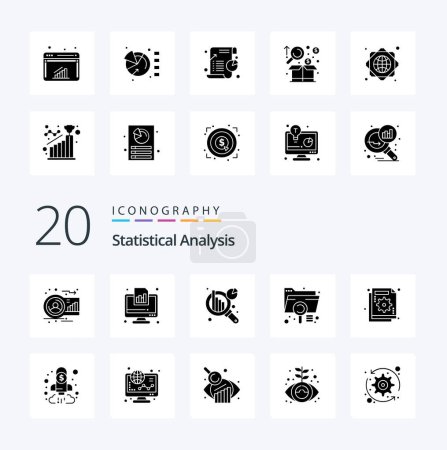 Illustration for 20 Statistical Analysis Solid Glyph icon Pack like file document graph data information analysis - Royalty Free Image