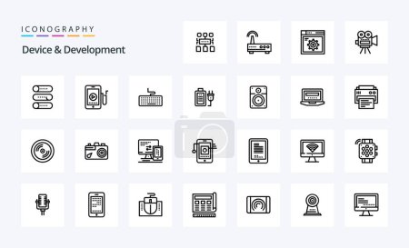 Téléchargez les illustrations : Pack d'icônes 25 Device And Development Line - en licence libre de droit