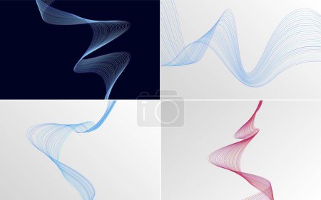 Téléchargez les illustrations : Pack de fond vectoriel abstrait courbe d'onde pour un design professionnel et propre - en licence libre de droit