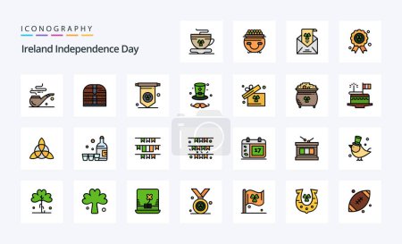 Illustration for 25 Ireland Independence Day Line Filled Style icon pack - Royalty Free Image