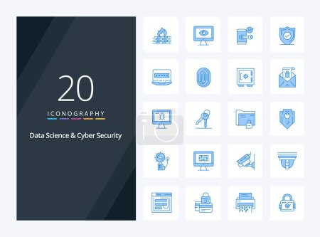 Ilustración de 20 Ciencia de los datos y seguridad cibernética icono de color azul para la presentación - Imagen libre de derechos