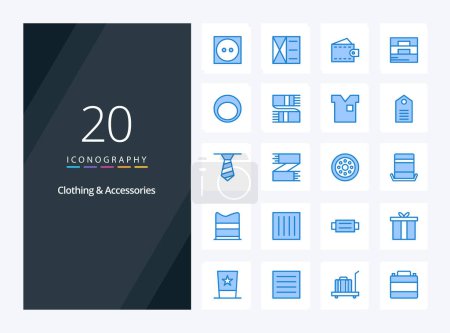 Illustration for 20 Clothing  Accessories Blue Color icon for presentation - Royalty Free Image