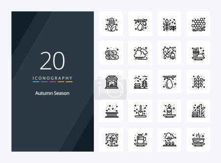 Illustration for 20 Autumn Outline icon for presentation - Royalty Free Image
