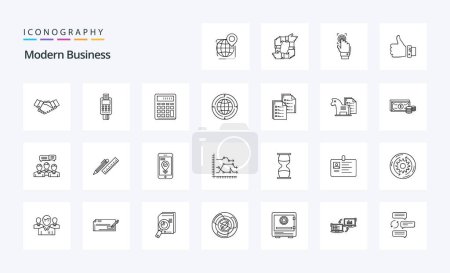 Ilustración de 25 Paquete de iconos de línea de negocio moderna - Imagen libre de derechos