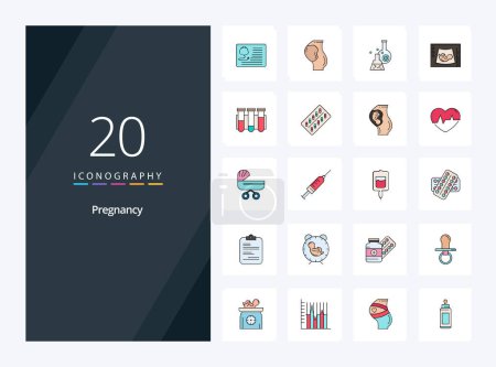 Illustration for 20 Pregnancy line Filled icon for presentation - Royalty Free Image